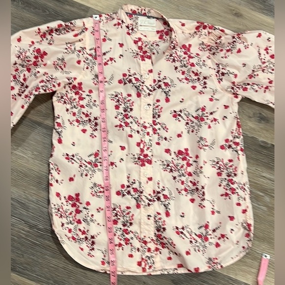 J.Crew classic collarless puff sleeve button down floral shirt size 10 - Picture 8 of 12